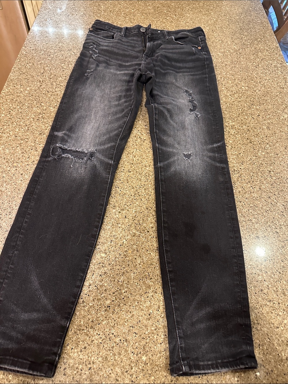 American Eagle Outfitters Black Slim Ripped Jeans